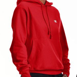Red Champion Hoodie; Reverse Weave